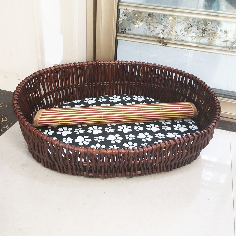 藤编狗窝藤窝柳编宠物窝泰迪萨摩金毛狗床猫窝可拆洗四季可用