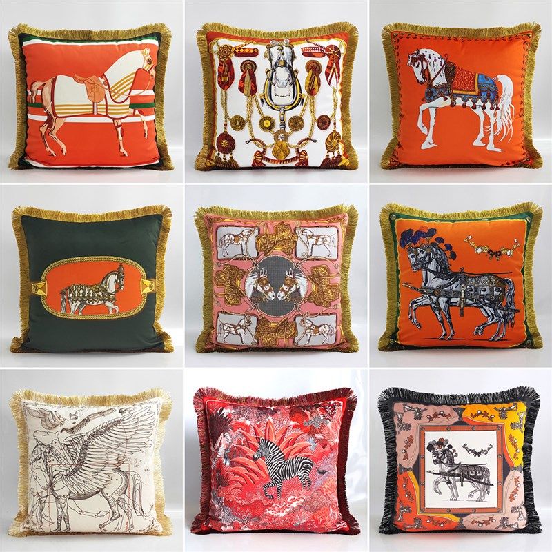 欧美橘桔色大马抱枕套办公室沙发家居酒店别墅客厅流苏靠垫套包邮,居家布艺,靠垫/抱枕,淘宝优惠券,粉丝福利购,淘宝优惠卷