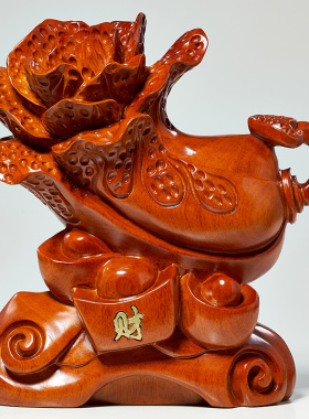 实木雕白菜摆件大号元宝客厅玄关电视酒柜店铺工艺装饰品开业礼品