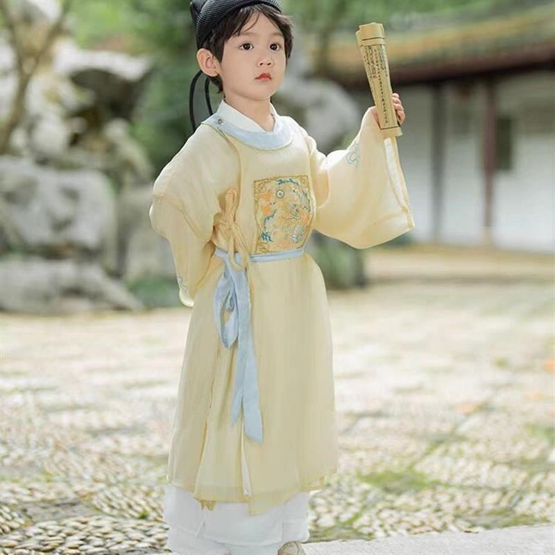 汉服春秋男童2025秋季新款绣花古装国学儿童古风唐装圆领演出服,童装/婴儿装/亲子装,汉服,淘宝优惠券,粉丝福利购,淘宝优惠卷