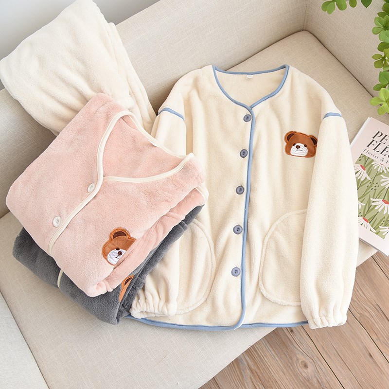 情侣睡衣女秋冬款珊瑚绒加厚保暖可爱卡通男士法兰绒家居服学生