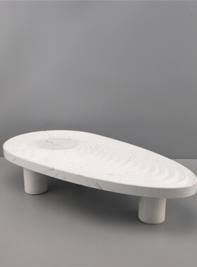 新中式大理石圆形黑色果盘托盘摆件样板房售楼部卧室书房客厅饰品