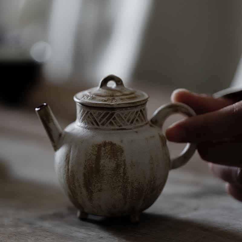 梵汝 粉引粗陶李朝白过滤球孔创意简约无风茶壶茶具陶瓷茶具配件