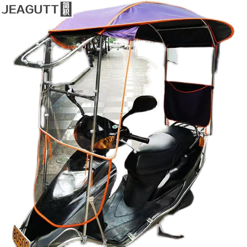电动车雨棚不锈钢新款摩托车踏板车加固挡风罩防晒罩全遮挡雨棚蓬