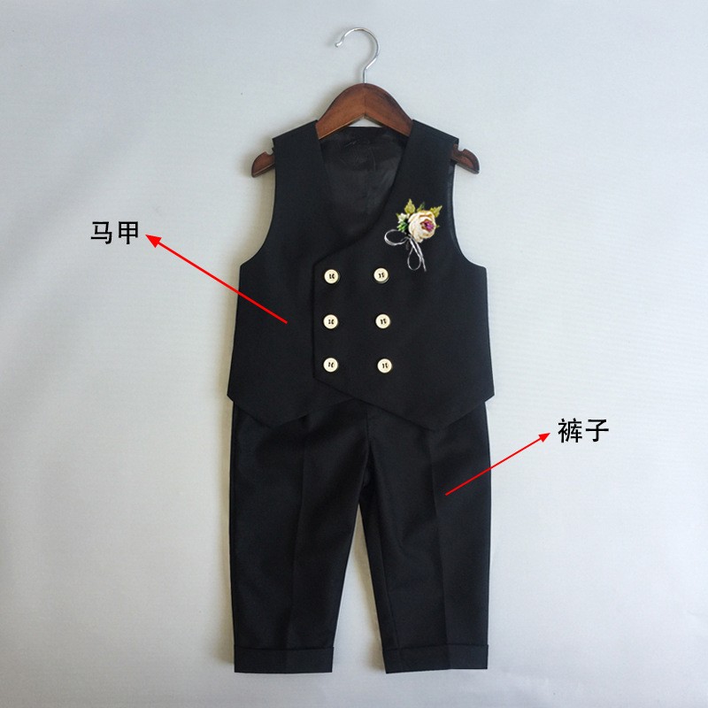 儿童西装马甲套装男童礼服男宝小童西服2023新款花童男孩薄款夏季
