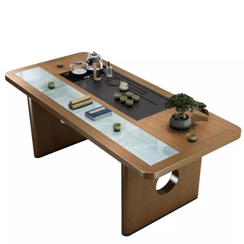 实木茶桌椅组合新中式办公室客厅家用茶桌岩板茶台禅意茶室家具