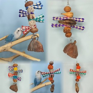 杨桃果干玄凤牡丹鹦鹉啃咬多彩棕榈叶玩具解闷益智藤球鸟笼包邮