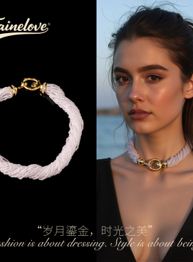 中古风铜合金米珠项链