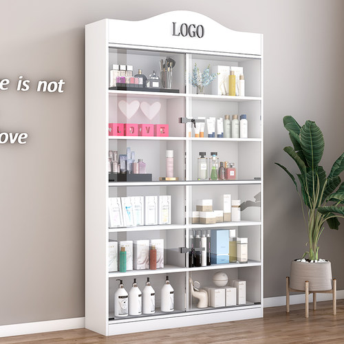 展示柜玻璃门商用带锁隔断防尘化妆品样品礼品多层带灯推拉组合柜