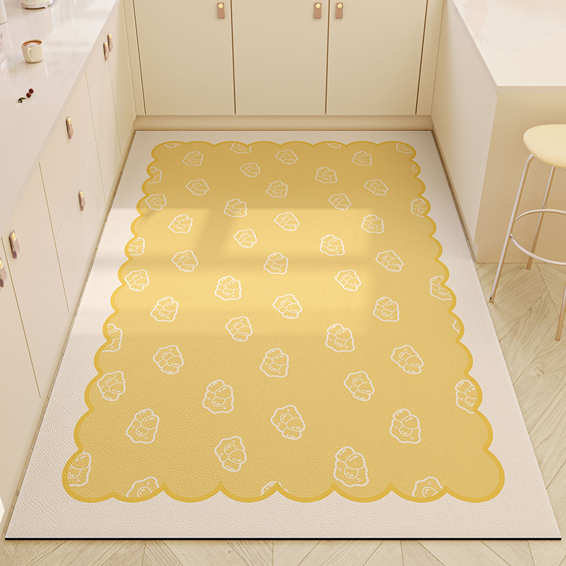 奶油风厨房地垫硅藻泥吸水防滑脚垫家用防油耐脏可擦免洗整铺地毯