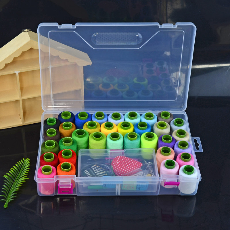 34色大款针线盒套装家用缝纫线彩色黑白色缝衣线家用收纳盒针线包,居家布艺,线盒,淘宝优惠券,粉丝福利购,淘宝优惠卷