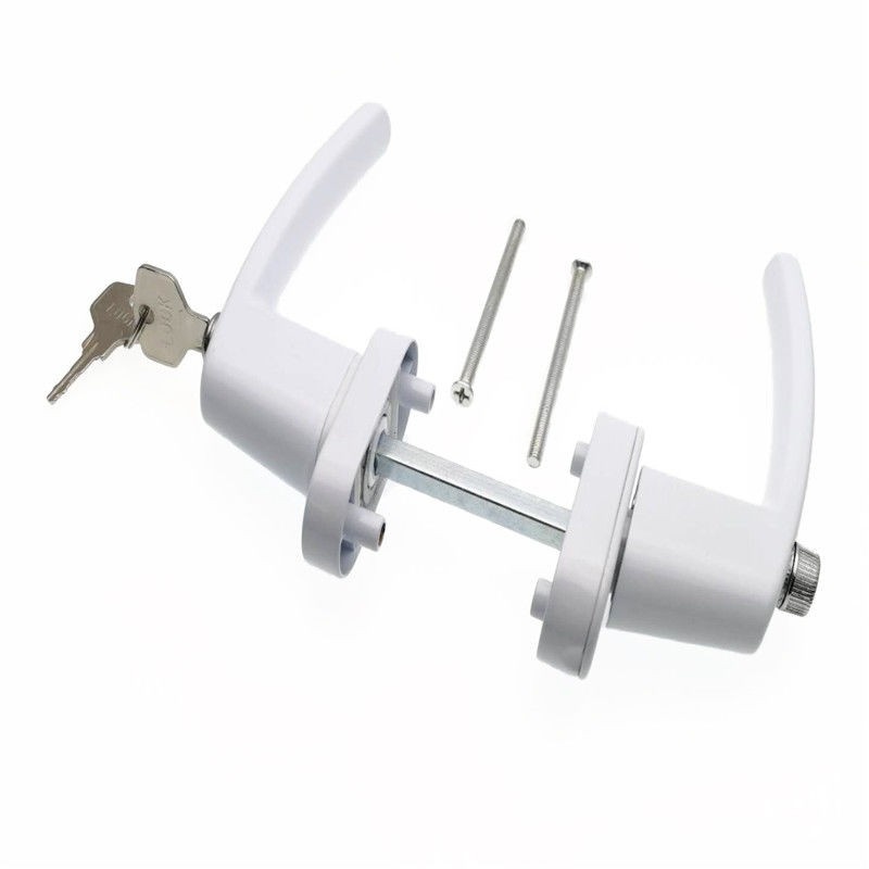 对开传动执手对穿把手带锁带保险塑钢平开门窗五金配件塑钢锁门锁