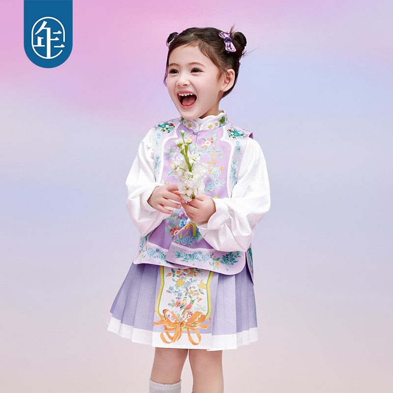 年衣童装女童春夏马甲新款女孩新中式儿童国风亲子款唐装上衣汉服