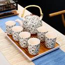 提梁茶壶套装 大号中式 家用陶瓷中国风简约现代客厅泡茶器茶杯整套
