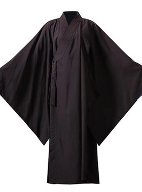 居士服台麻海青男女广袖居士服四季透气高档台麻海清咖啡色黑色