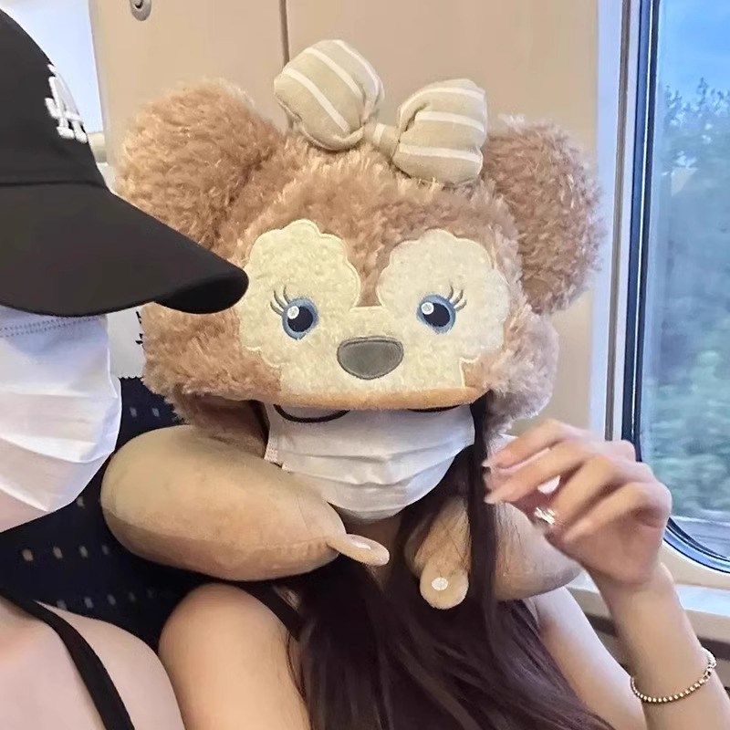 可爱雪莉玫U型枕连帽颈脖枕办公室午睡开车飞机枕高铁旅行护颈枕