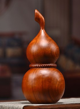 木雕摆件木雕葫芦木头福葫芦摆件家居客厅办公室装饰桌面实木葫芦