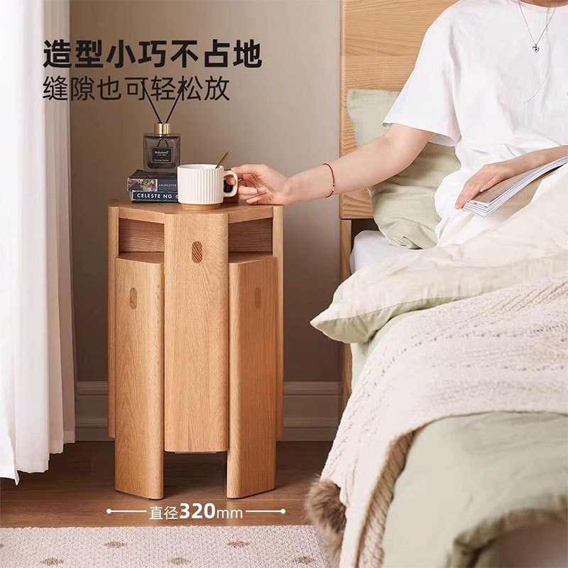 北美红橡木实木凳子多功能秩序登可叠放矮凳阳台沙发边几化妆凳