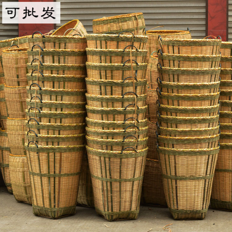 手工竹编筐大竹筐篓子超市饭店展示收纳竹篮竹箩筐子植物盆套