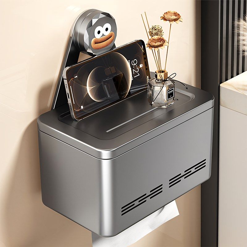 卫生间吸盘纸巾盒洗手间浴室免打孔厕所卷纸置物架防水抽纸厕纸盒