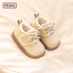 女宝宝鞋子冬季加绒棉鞋小童公主短靴软底婴儿马丁靴二棉靴子洋气