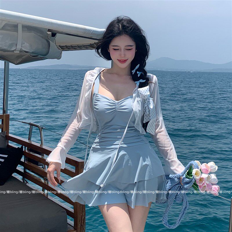 大码泳衣女款大胸微胖mm遮肉显瘦裙式连体高级感2025新款爆款度假