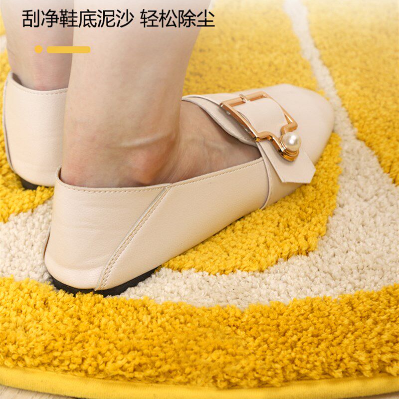 家用金黄色半圆形地垫门垫进门浴室吸水脚垫卧室防滑地毯可以机洗