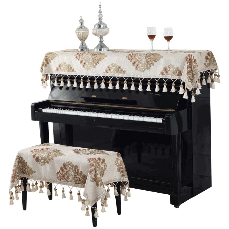 欧式钢琴防尘布电钢琴盖布高档蕾丝盖巾长方形钢琴凳罩垫布布艺