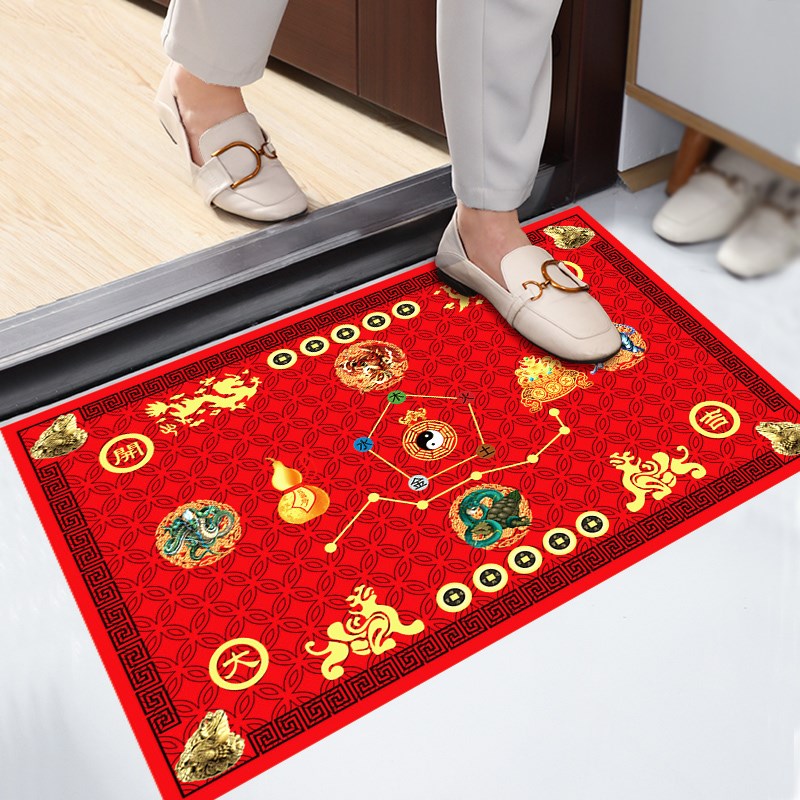 入户门地垫进门口脚垫门垫家用客厅卧室防滑吸水垫子加厚红色地毯