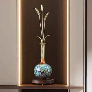 岁岁平安铜麦穗摆件入户玄关竖高新中式桌面装饰乔迁高档开业礼物