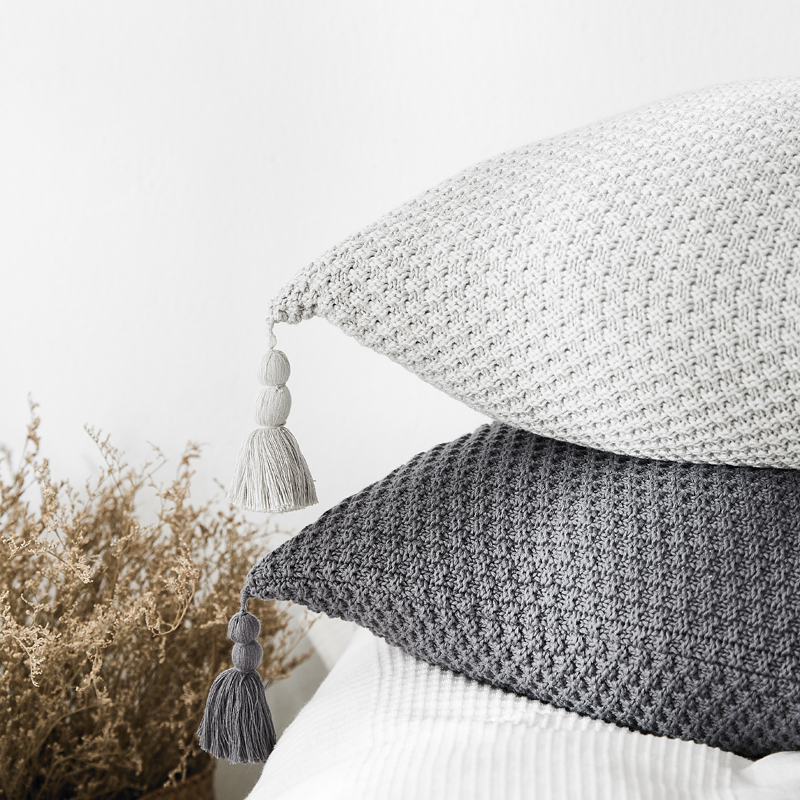 菠萝格四角流苏款针织靠枕套沙发靠垫套腰枕抱枕套汽车靠垫腰枕套