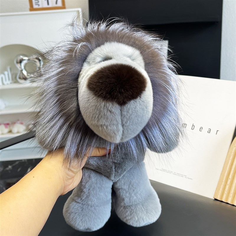 可爱真獭兔毛大狮子背包包挂件皮草抱枕毛绒玩偶公仔儿童生日礼物