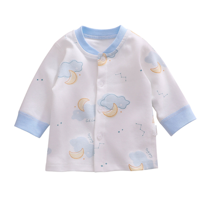 0一3个月婴儿上衣66码新生宝宝开衫春秋衣服秋季薄款保暖打底秋衣