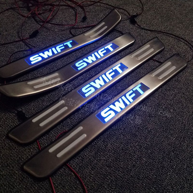 铃木雨燕LED迎宾踏板 06-15款雨燕门槛条带灯门坎条不锈钢改装