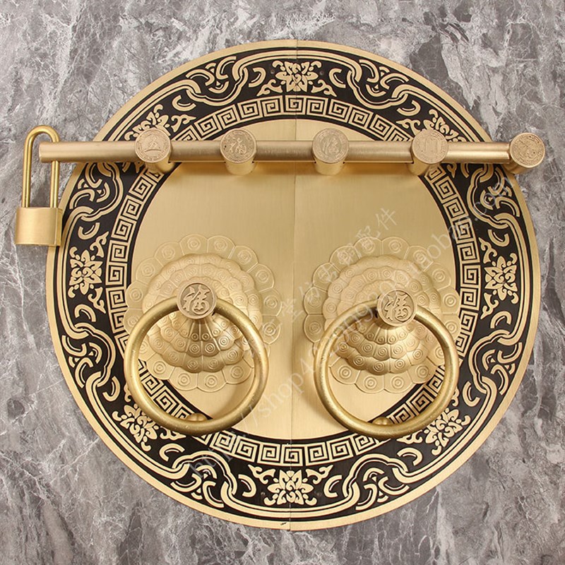 加粗中式仿古大门插销门锁加大纯铜复古别墅木门门栓门闩门环拉手