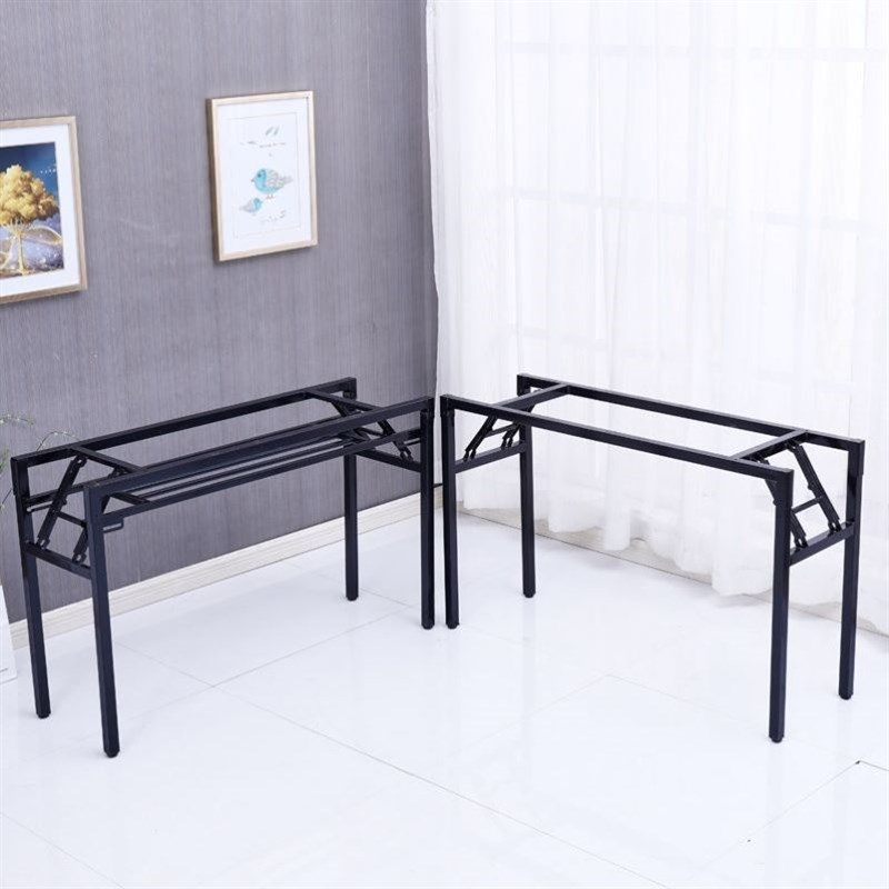 简易折叠桌脚架子办公桌架课桌架桌腿单双层弹簧架对折架支架会议