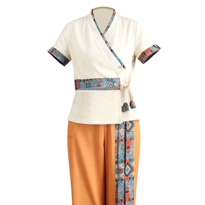 泰式SPA按摩技师工作服套装女养生采耳师服装足疗足浴工装短长袖
