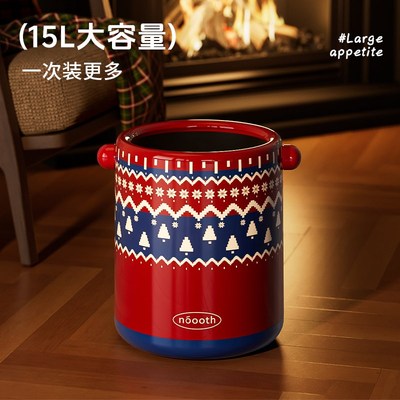 诺室客厅垃圾桶家用提手复古费尔岛颜值卧室儿童房大号容量收纳筒