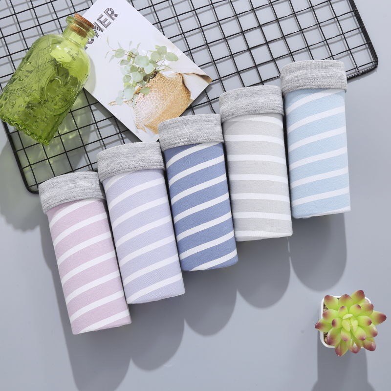 男士内裤纯棉男平角性感条纹3D无痕透气个性宽松大码男生四角裤头