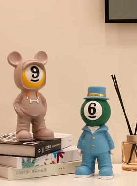 卡通黑八台球厅俱乐部玄关装饰创意摆件台球小子店铺开业礼物摆设