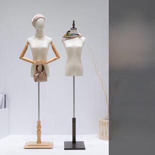服装店模特道具女半长秀和婚纱女装店覆古中国人体模型展示架全身