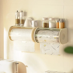 厨房纸巾架子专用倒挂抽纸盒悬挂免打孔纸挂杆壁挂式 卷纸挂架收纳