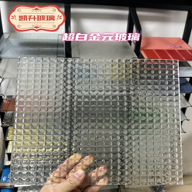 钢化超白水波纹银l波纹灯芯压花艺术玻璃定制酒店餐厅家居装饰