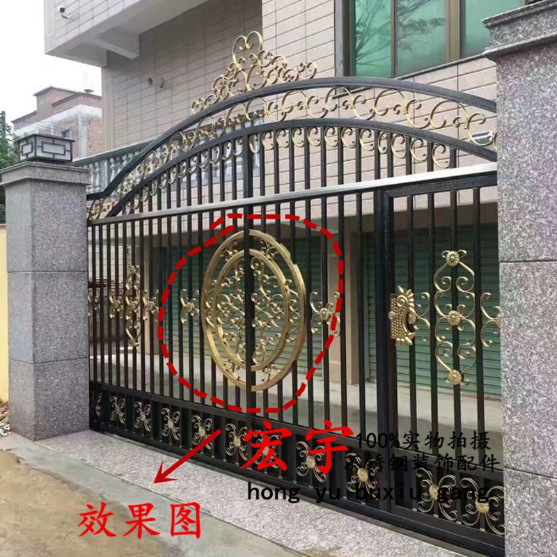 不锈钢欧式配件庭院大门装饰花304欧式大门半圆弧形弯管门花配件