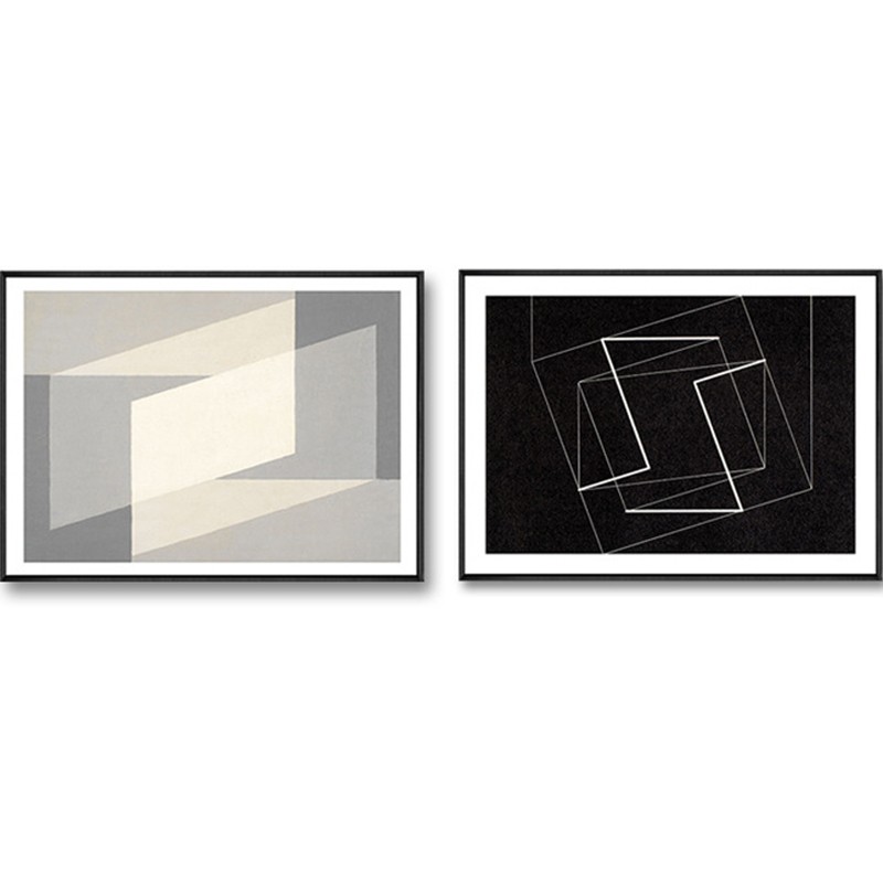 黑白现代简约抽象线条装饰画办公室客厅挂画北欧餐厅软装色块玄关图片