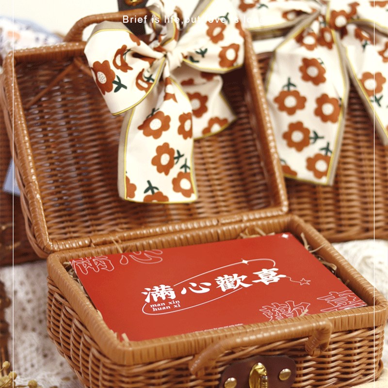 伴手礼盒礼物盒空盒礼品包装盒结婚伴娘生日藤编篮子高级网红盒子