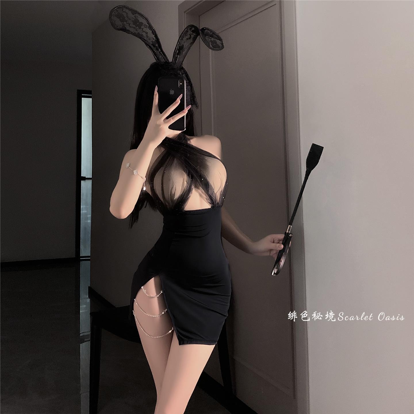 2025新款情趣味内衣性感挂脖纯欲秘书包臀裙女制服大尺度睡衣裙