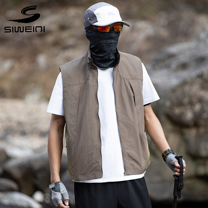 思威琪日系复古多口袋休闲工装马甲男女叠穿开衫背心外套