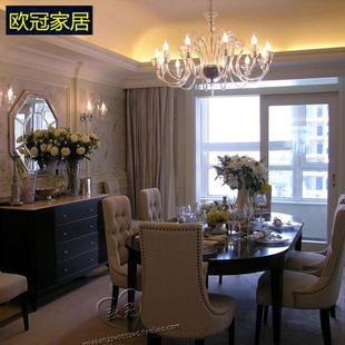 餐一桌六6椅样板房餐桌 现代简约餐桌轻奢家用网红实木餐桌椅欧式