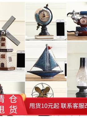 创意家居客厅欧式服装咖啡店店铺餐厅酒柜复古小摆件留声机装饰品